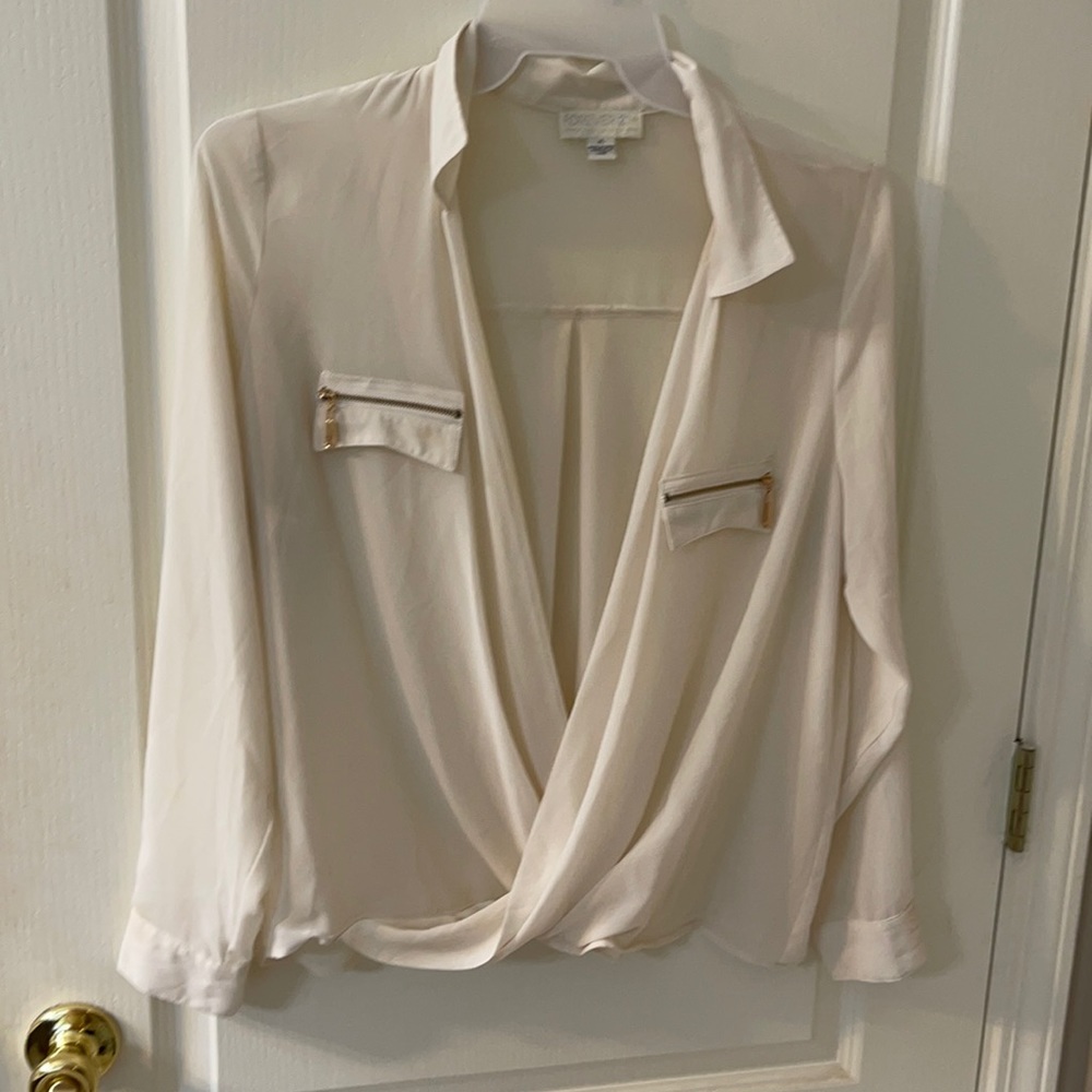 Forever 21+ open drape open front dress top - Picture 1 of 4
